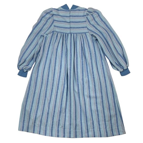 Petit Diable Girls Vintage Flannel Dress 10 Years Old Long Sleeve Blue - Picture 2 of 11